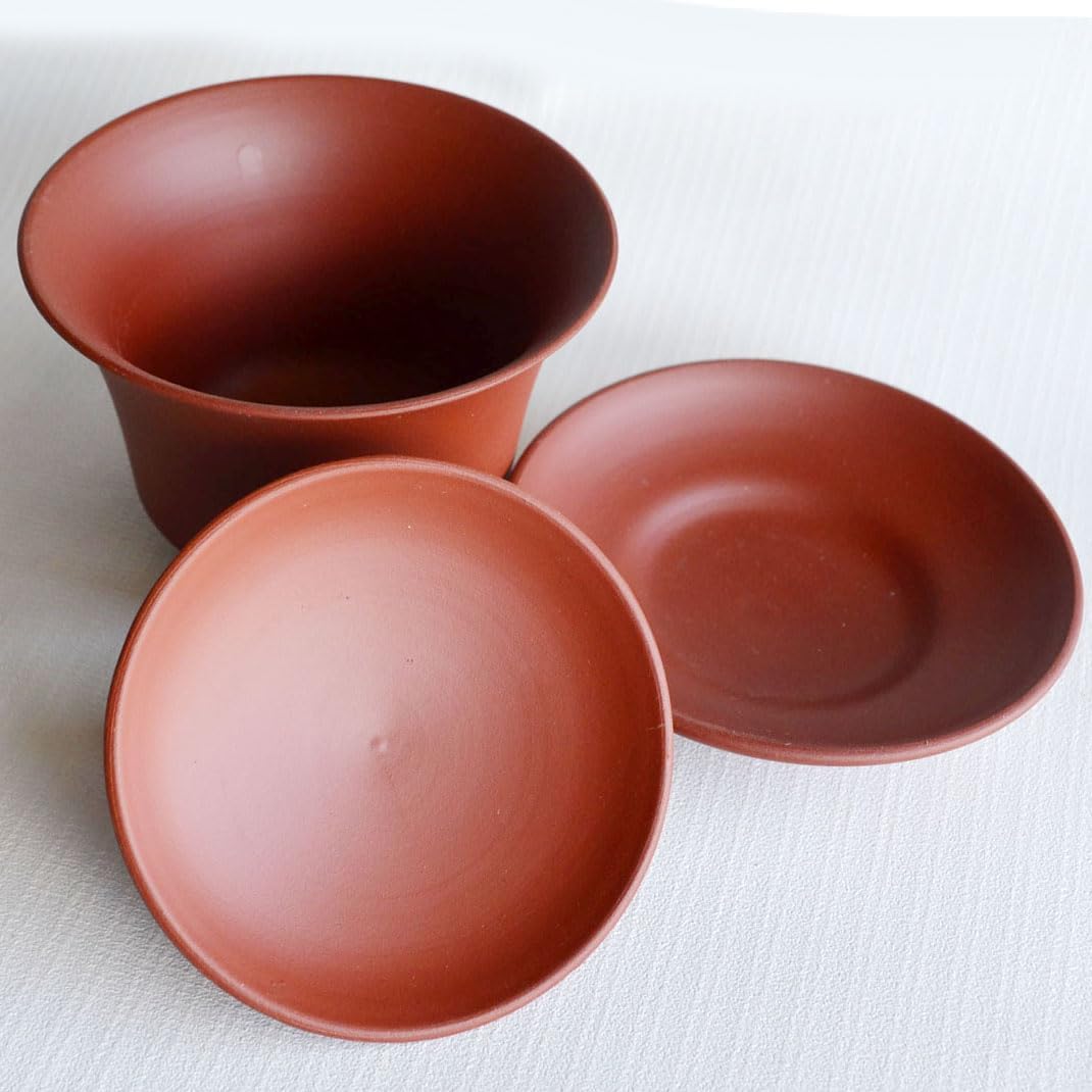 Gaiwan Teacup Kungfu Tea bowl Zisha Red Clay black 4oz/130ml Cup Sancai Saucers (Red)