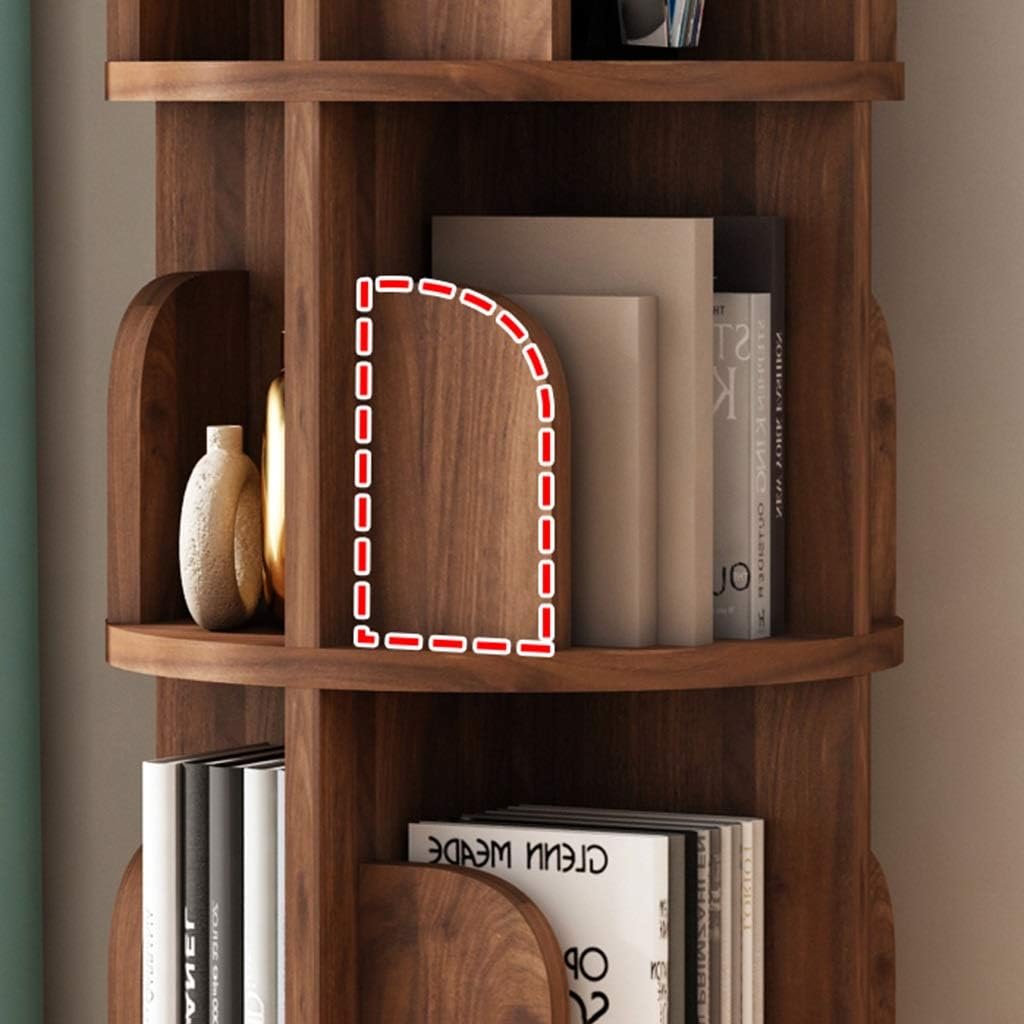 360° Bookshelf Children's Rotating Picture Book Stand Bookcase on Wall Corner Multi-Layer Storage Rack Height Adjustable Bookshelf (Color : Walnut, Size : 39 * 99cm)