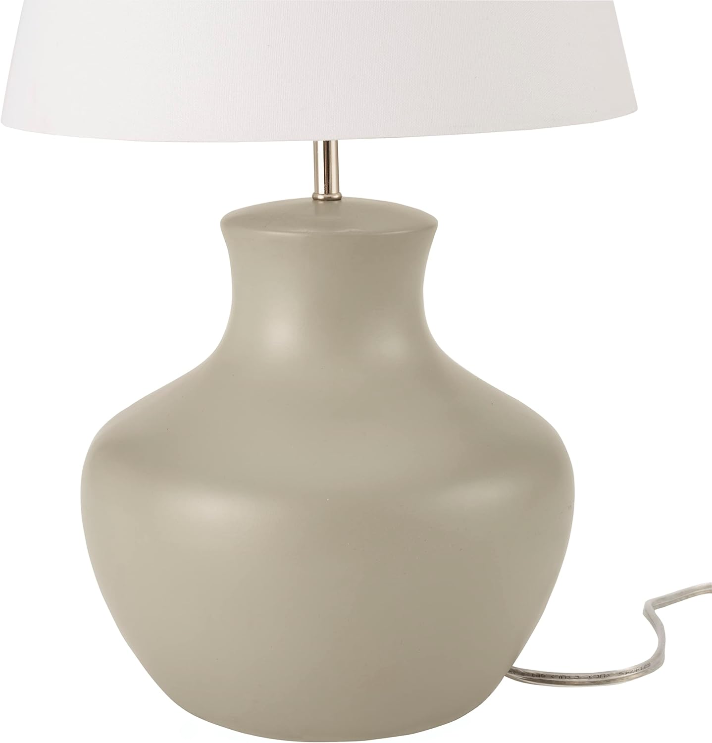Nourison Home 18" Grey Organic Gourd Ceramic Table Lamp for Bedroom, Living Room, Dining, Entryway