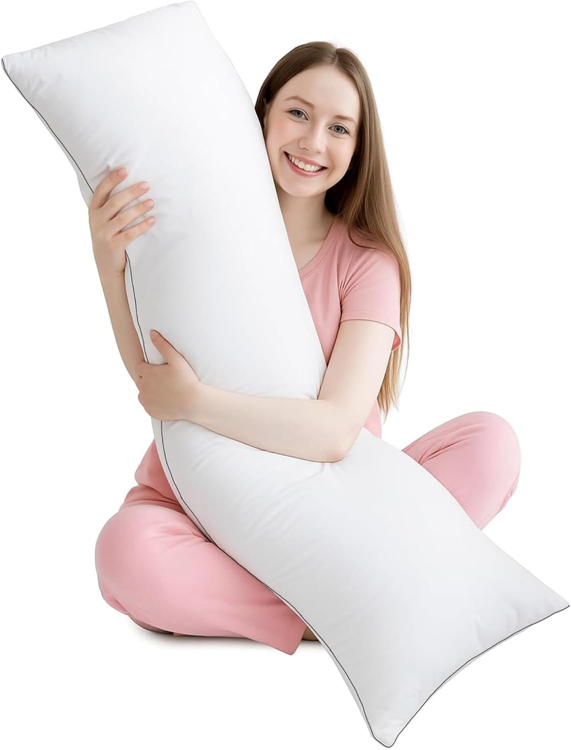 Arrowzoom Super Soft 59 x 19.6 Inches White Rest Deluxe Body Pillow Hugging Inner Pad (150 x 50 cm/59 x 19.6 Inches, No Extra Stuffing)