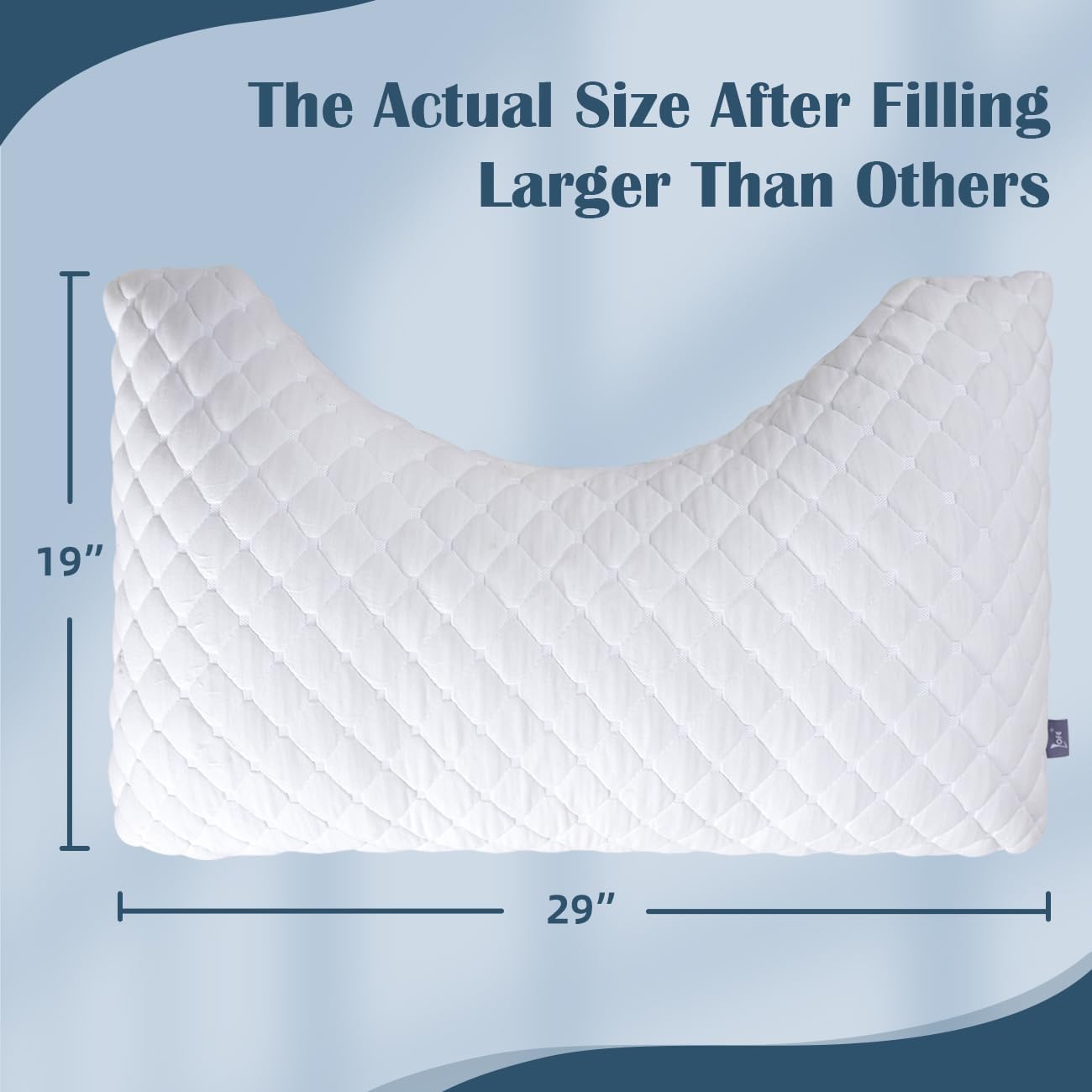 LOFE Side Sleeper Pillows for Adults - Curved Pillow with 3 Compartments for Neck Pain Relief, Adjustable Crescent Pillow Side Sleeper with Supportive CertiPUR-US Shredded Memory Foam, 19 * 29in