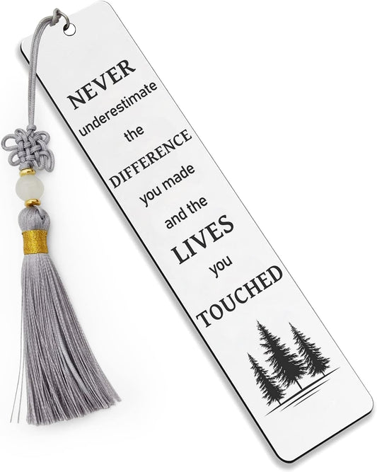 Ptzizi Inspirational Metal Engraved Bookmark with Tassel, Thank You Bookmark Clip for Women Men Friends Teachers Coworker Boss Book Lovers Retirement Graduation Christmas Birthday Gifts