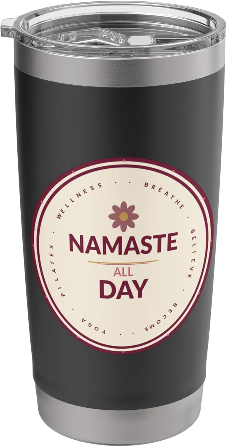 Namaste All Day - Vintage Yoga Badge Gift Stainless Steel Insulated Tumbler