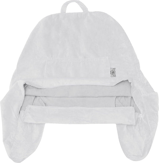 Husband Pillow Reading Pillow Cover Only - Reading Chair Cover with Generous Back & Side Pockets - Standard White - Soft Washable Plush Micro Fiber Case - Perfect for Lounging or Sleeping