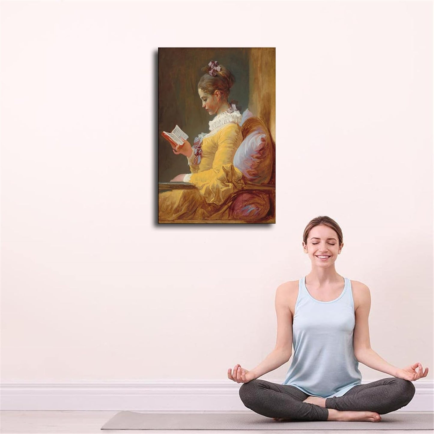 Jean Honore Fragonard- Young Girl Reading - World Classic Art Reproduction Poster Canvas Image Printing Wall Art Decor Aesthetics Living Room Bedroom Home Background Famous Paintings Printmaking (08x12inch-Unframed)