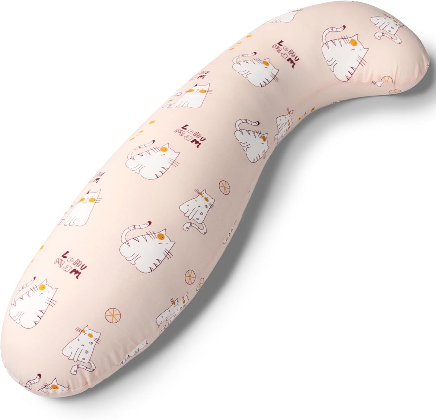 BYRIVER 35" Small Body Pillow for Kids Girls with Washable Cute Kitten Cotton Pilllow Cover, Gift for Kids Age 3+
