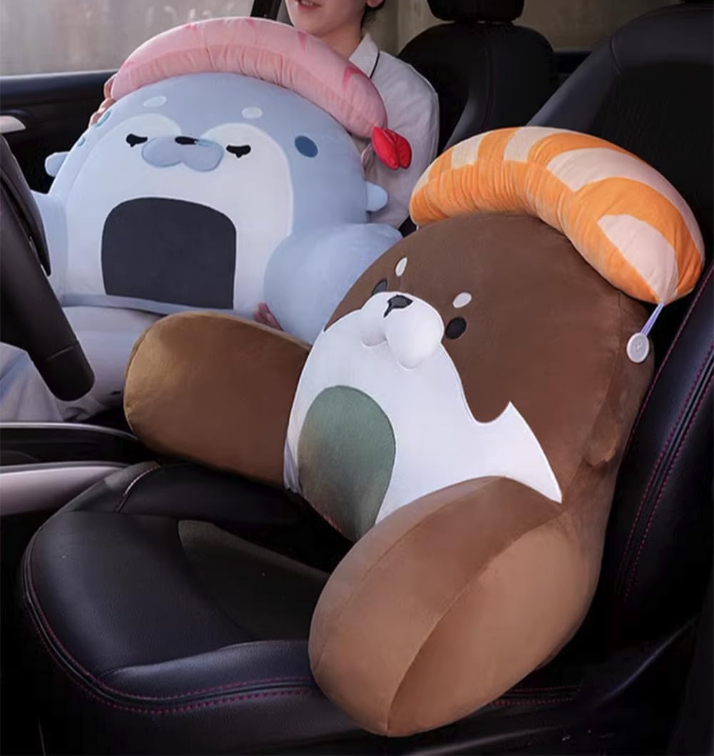 Tingting's Dream Cute Office Lumbar Back Cushion Cartoon Bed Rest Reading Pillow Sofa Waist Back Pillow Soft Dining Chairs Lumbar Pillow (Blue, 60×40CM/23.6"×15.7")
