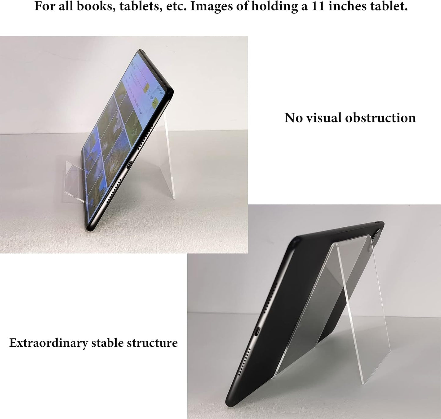 10 PCS 6‘’ x 4‘’ Acrylic Book Display Stand Clear Easel Without Ledge Tablet Holder for Displaying Books, Pictures, Notebooks, CDs, Artworks, etc (Large)