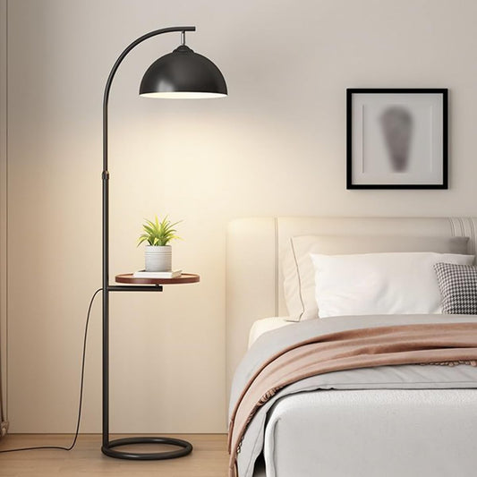 66.9" Arc Floor Lamp with Table Adjustable Height Floor Lamps Nordic Cream Style Tall Standing Light with Adjustable Lamp Head Corner Tall Lamp E27 Base for Living Room Kids Room