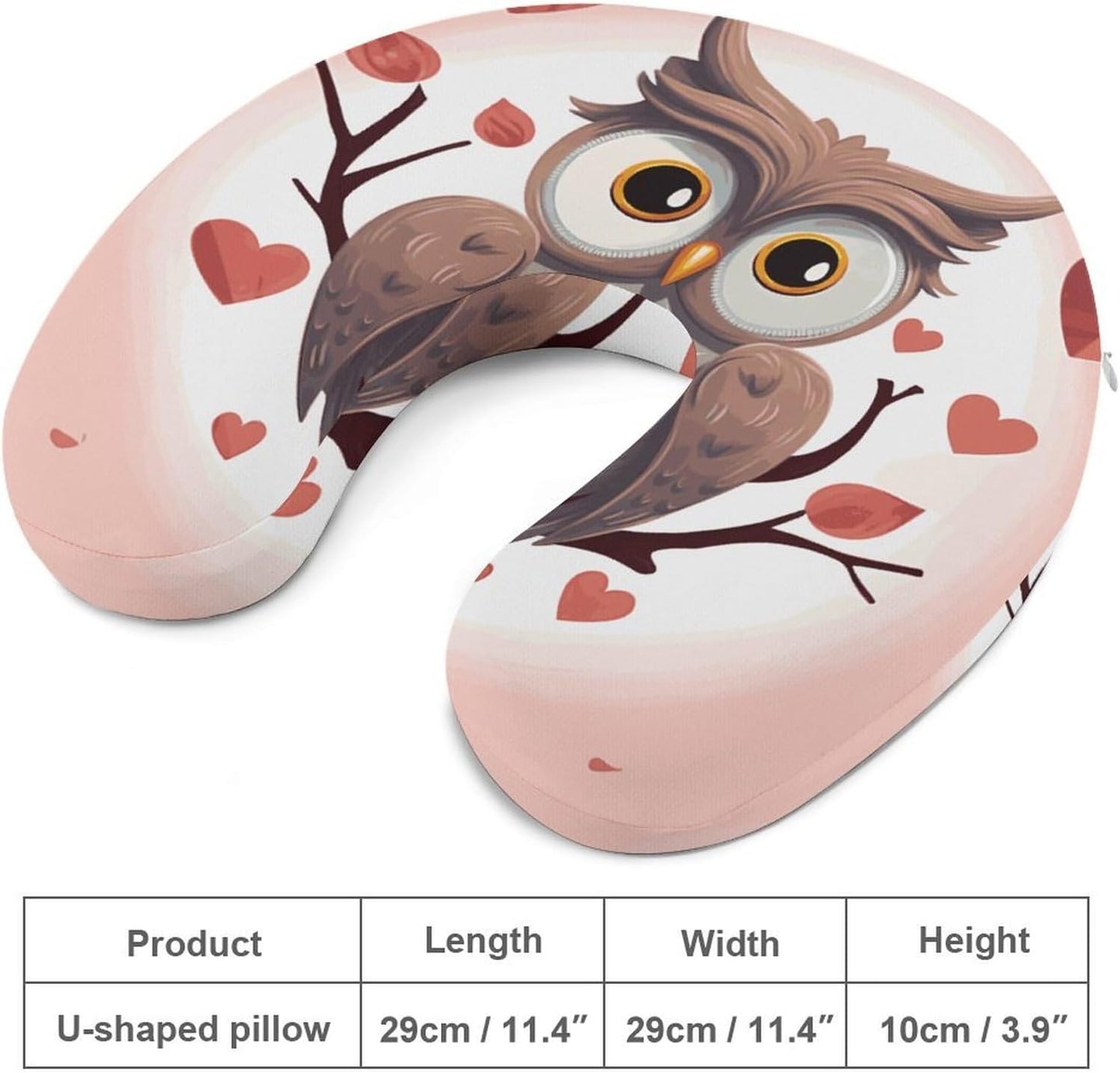 Owl Lover Neck Pillow Memory Foam U Shaped Pillows Portable Pillows for Shoulder Travel Head Support Pillow with Concealed Zipper for Airplane Car Home Office