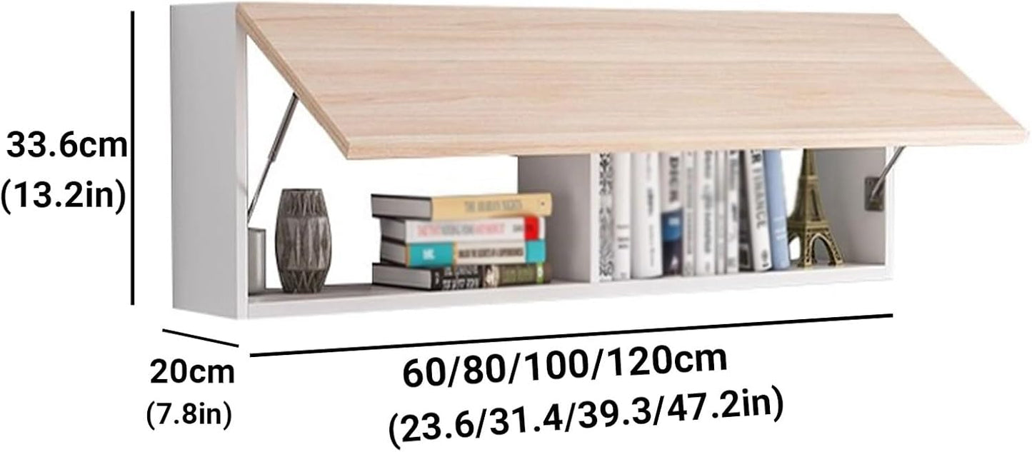 Wooden Wall Mounted Storage Organizer with Door, Wall-Mounted Makeup Organizer，Medicine Cabinet，for Living Room，Bedroom，Kitchen，Bathroom(White+Wood,60cm/23.6in)