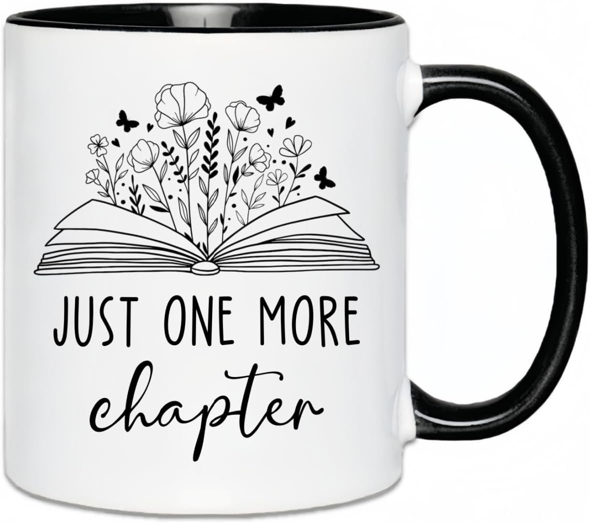 Book Lovers Coffee Mug, Just One More Chapter Bookish Bookworm Gift Coffee Cup, 11 Oz Novelty Reading Lovers Reader Coffee Water Mug