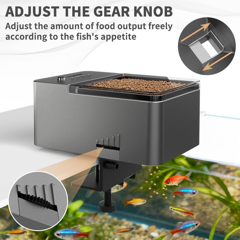 100ml Automatic Feeder for Aquarium Vacation Timer for Fish Tank Food Adjustable Auto Fish Feeder Dispenser for Pellets Strips 8/12/24/48H Timer Battery Operated(Not Included)