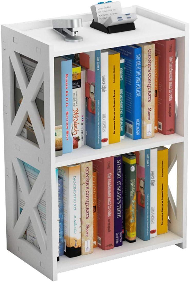 Side Table, 3 Tier 2 Shelf Small Bookshelf Bookcase for Small Spaces, Bedside End Table Nightstand, Kids Book Storage Shelves for Bedroom Living Room Office, White