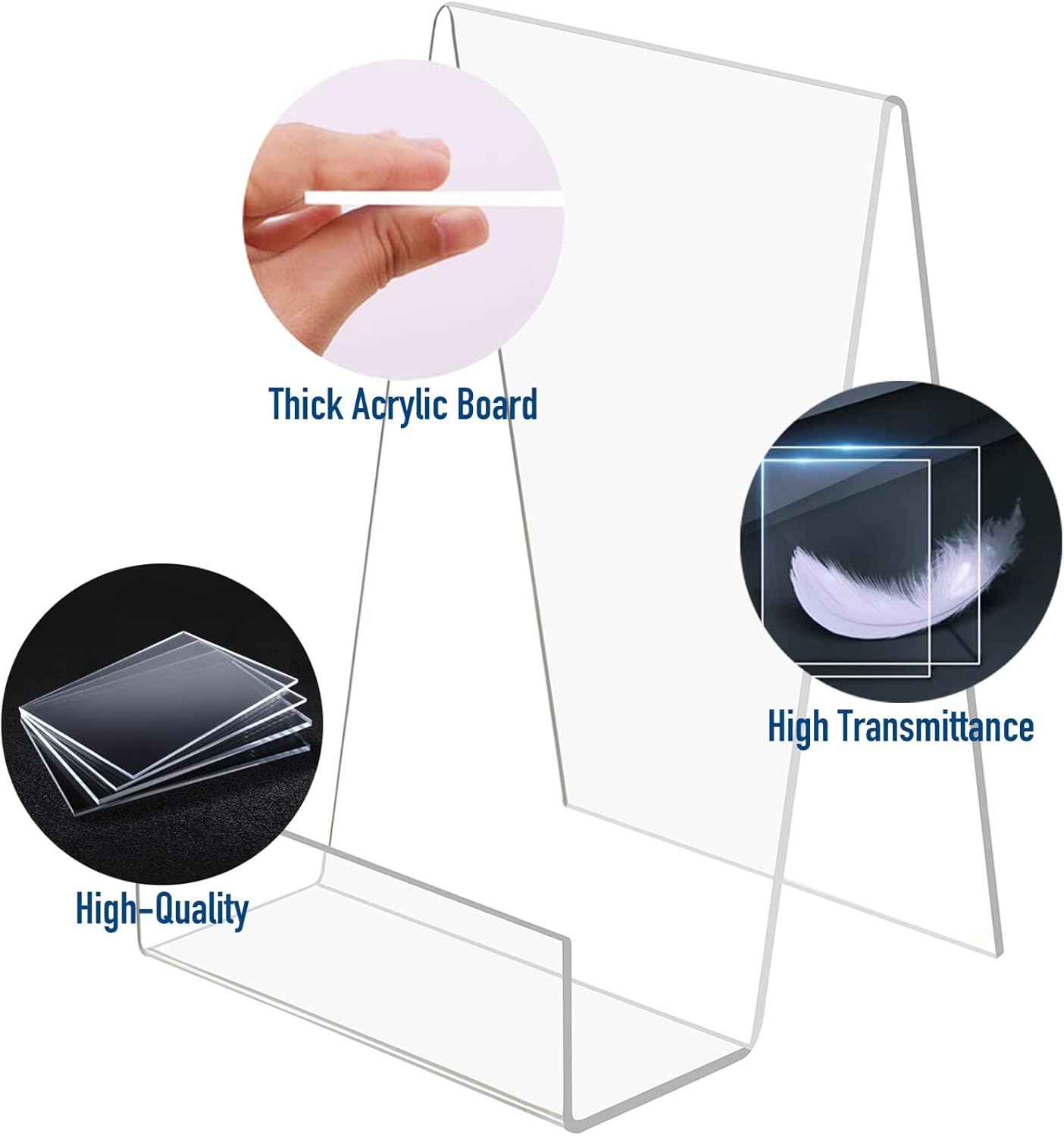 Clear Acrylic Book Stand with Ledge - Display Easel for Books, Pictures, Albums, Comic Books, CDs, Artworks, Tablets or Other Items (Small)