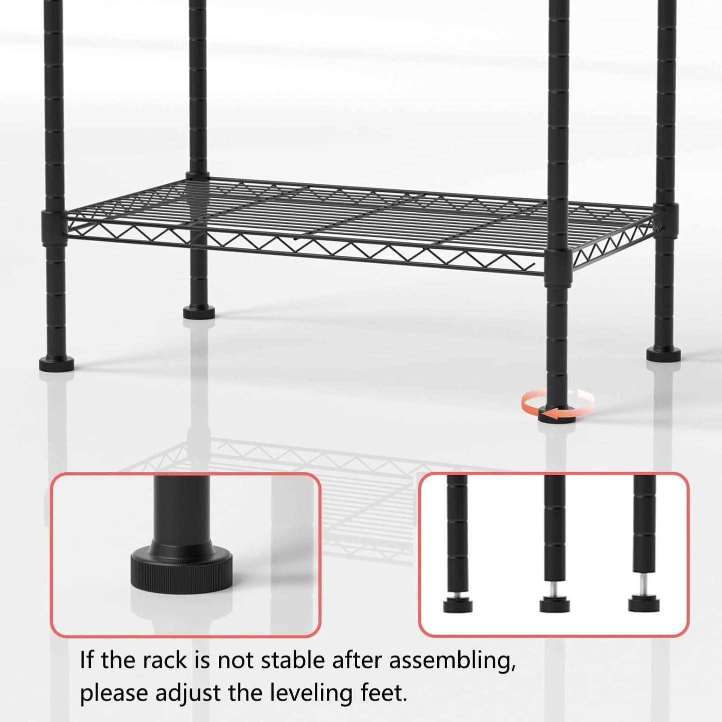 5 Tier Shelving Unit, 176 LBS Per Shelf Height Adjustable Narrow Storage Shelves, Heavy Duty Metal Garage Metal Shelves for Kitchen, Restaurant, Pantry, Laundry, 23"x 13.4"x 59", Black