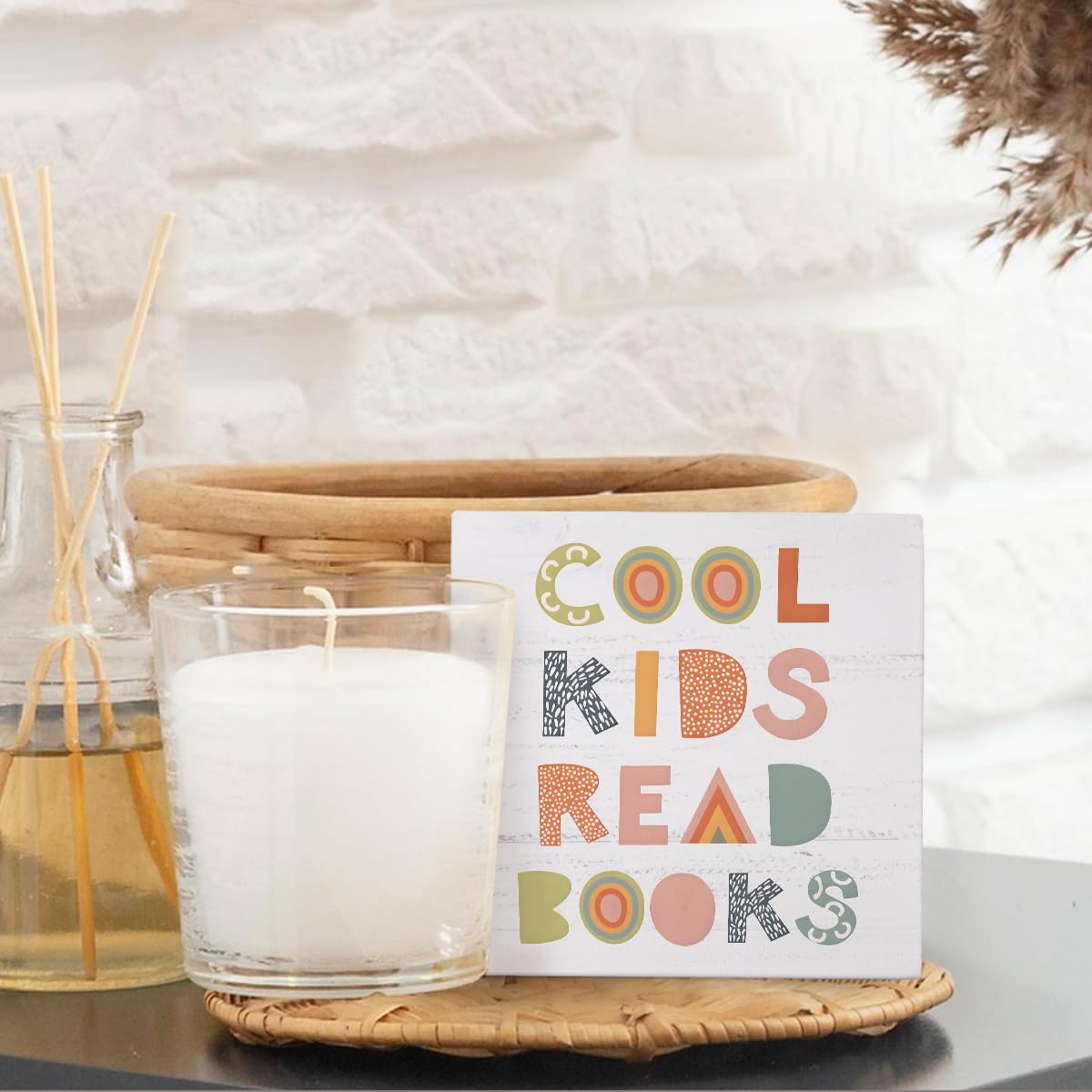 Reading Corner Decor Sign,Classroom Decor Cool Kids Read Books Sign, Read Sign for Kids Room,Boho,Kids Room Decor 5x5 Inch