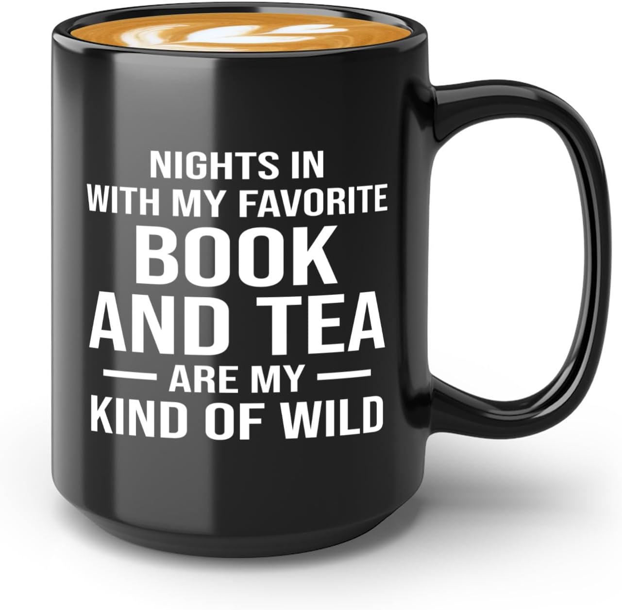 Book Lover Coffee Mug 15oz Black -Book and Tea - Gift For Poets Bookish People Bibliophile Librarian Book Club Reader
