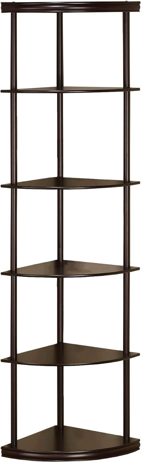 Coaster Home Furnishings - Bonwick - Engineered Wood - 72-Inch 5-Tier Candner Bookshelf with Transitional Style and Open Shelf with Tip-Over Restraint - Bedroom & Home Office - Cappuccino - 800279