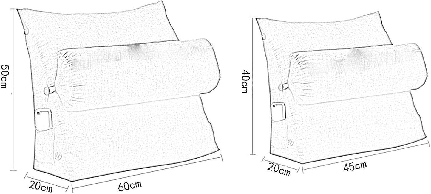 Reading Pillow Height Adjustable Comfortable Wedge Cushion for Reading Gaming Zipper Design 4 Colour Optional 16 Size (Colour: Orange Size : 45 x 20 x 40 cm (2 Pieces) (Purple 60 x 20 x 50 cm (2