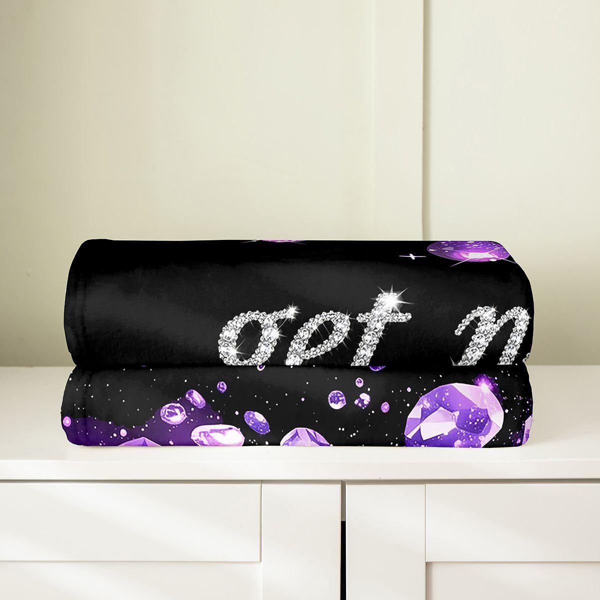 Purple Glitter Super Soft Flannel Blanket,Get Naked Themed Fleece Throw Blankets for Couch Bed,Luxury Sparkling Diamond Couch Throw Bed Warm Cozy Decorative Blanket Baby 30"x40"