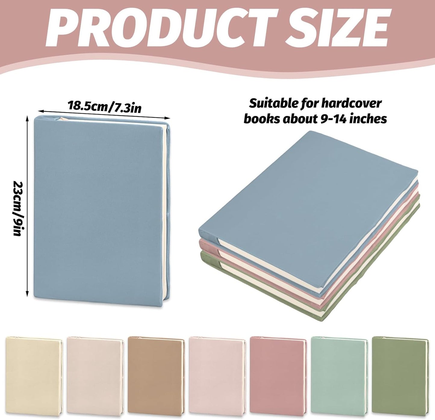 AnyDesign 8 Pcs Stretchable Boho Book Covers 7.3 x 9 in Reusable Fabric Book Cover Neutral Color Washable Protective Sleeve for Most Hardcovers Textbooks Protection