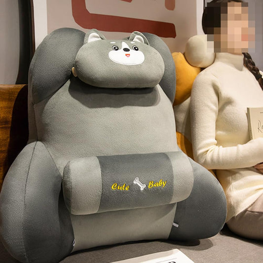 Cute Lumbar Support Pillow Cartoon Bed Backrest Pillow Washable Sofa Rest Reading Pillow Office Chair Waist Cushion (Dark Gray, 50×60cm/19.7"×23.6")