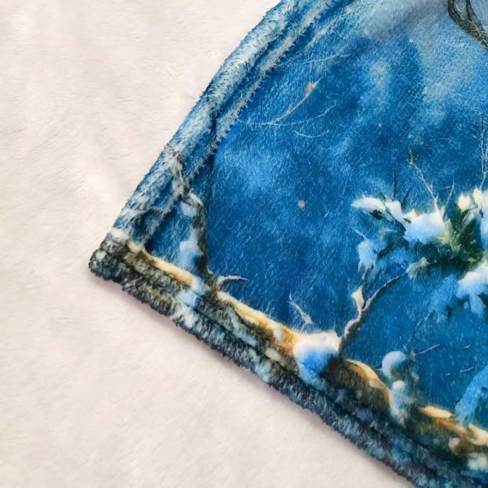 Christmas Throw Blanket Winter Forest Deer Pine Tree Cozy Warm Blankets for Couch Sofa Bed Home Decor Microfiber Flannel All Seasons 50x60 Inches