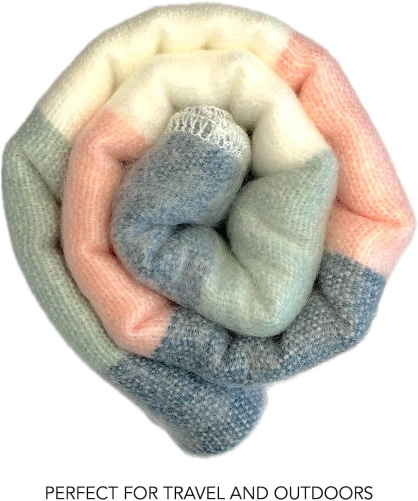 Alpaca Wool Blanket Throw | Warm, Beautiful, Handmade | 64 x 47 inches | Ultra-Soft, Hypoallergenic | Non Itchy | Indoors, Outdoors, Travel | (Weekend Striped)