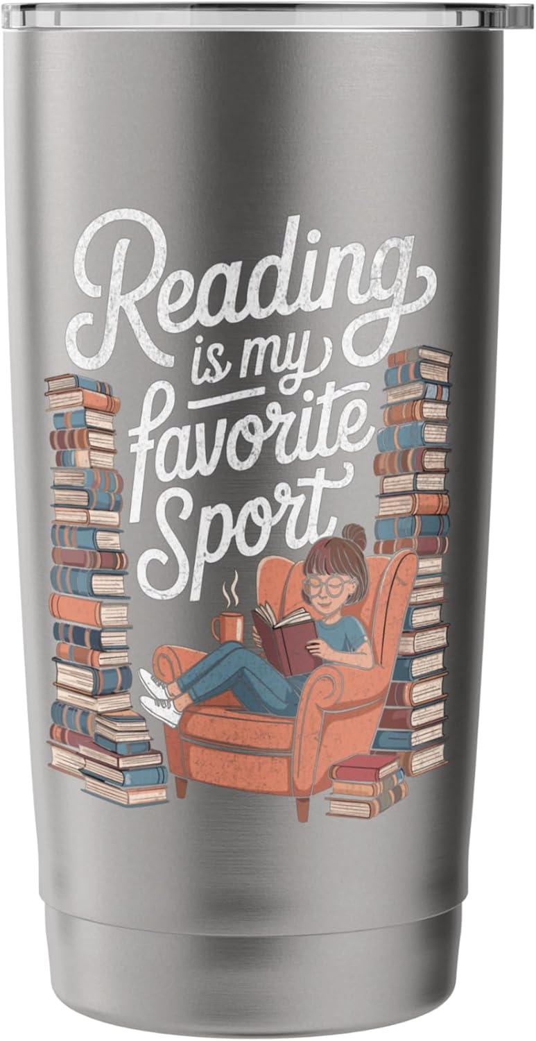Reading is My Favorite Sport Retro Book Lover Girl Librarian Stainless Steel Insulated Tumbler