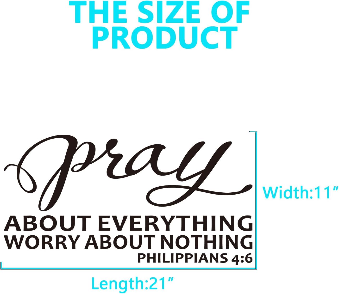 Bible Verse Wall Stickers for Bedroom: Christian Quotes Inspirational Living Room Vinyl Art Wall Decals - Pray About Everything 21" X 11"