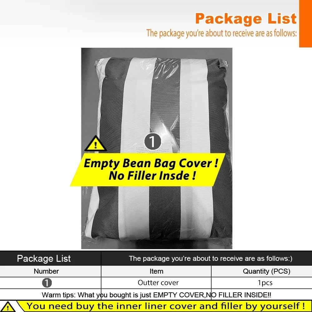 SXBCyan Bean Bags Floating Bean Bag for Pool- King Outdoor Waterproof Oxford Bean Bag Cover Floats Lounger No Filler Stripe Outdoor Beach Pouf Beanbag Sofa Bed(Dark Blue)