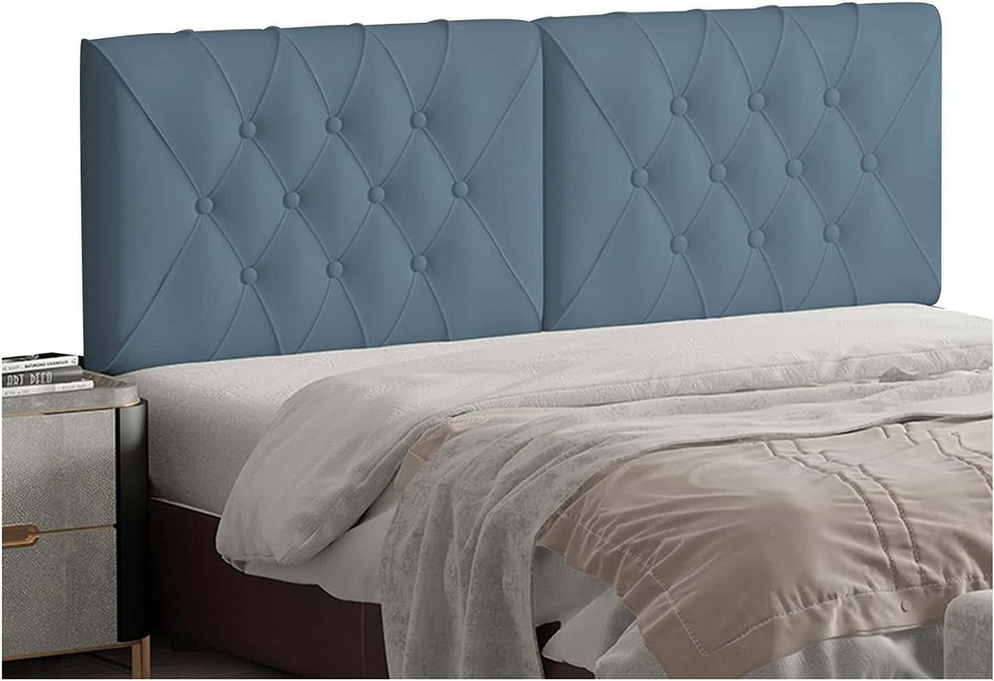 Headboard Bedside Cushion Durable PU Reading Backrest Self-Adhesive Lumbar Support Pillow for Bedside Sofa 4 Colors Custom Size (Color : Dark Blue Size : 150CMX60CMX10CM) (Dark Blue 90CMX60CMX6CM)