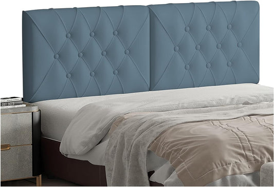 Headboard Bedside Cushion Durable PU Reading Backrest Self-Adhesive Lumbar Support Pillow for Bedside Sofa 4 Colors Custom Size (Color : Dark Blue Size : 150CMX60CMX10CM) (Dark Blue 90CMX60CMX6CM)
