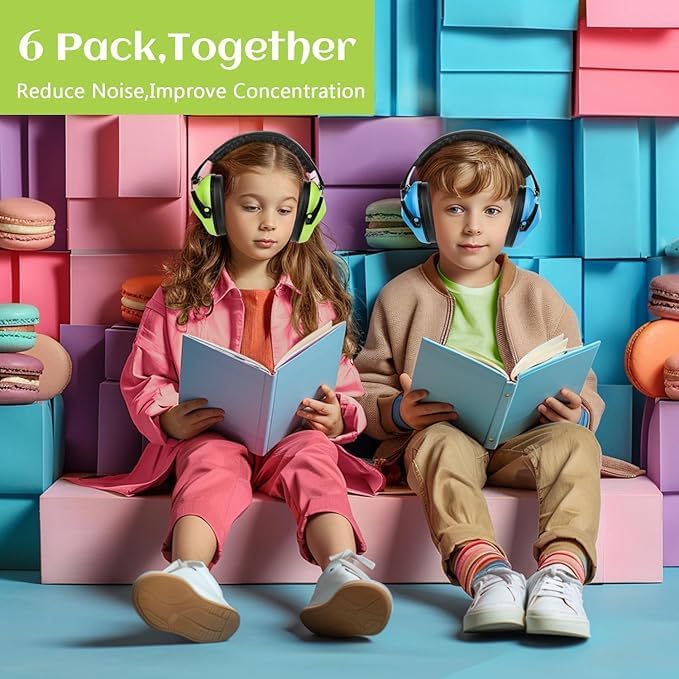 Floriogra 6 Pack Noise Canceling Headphones for Kids, Kids Ear Protection Earmuffs for Autism, Toddler, Children, Noise Cancelling Sound Proof Earmuffs/Headphones for Concerts, Air Shows, Fireworks