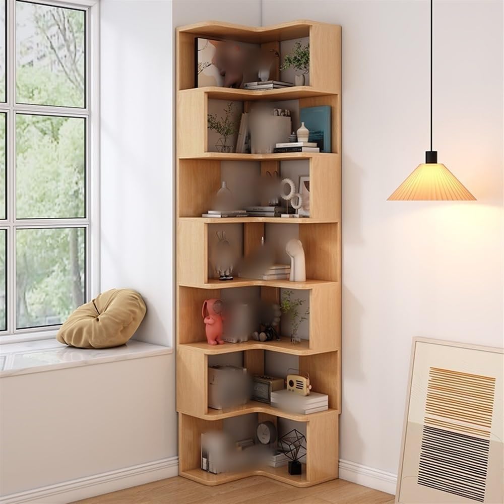 7-Tier Corner Bookshelf - Modern Freestanding Bookcase & Display Rack, Versatile Storage Organizer for Home & Office, Stylish Corner Shelf Unit for Small Spaces