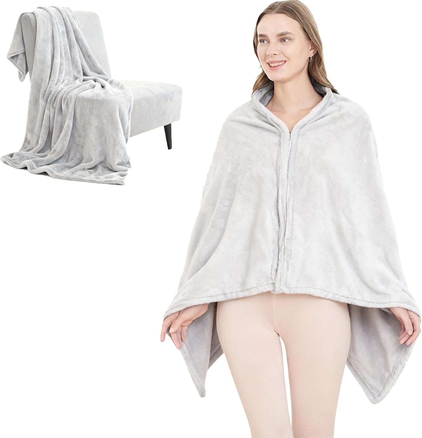 SNZ Wearable Blanket for Womens and Mens, Comfy Flannel Poncho, Snuggie Warm Shawl Wraps for Women, Birthday Gift Ideas