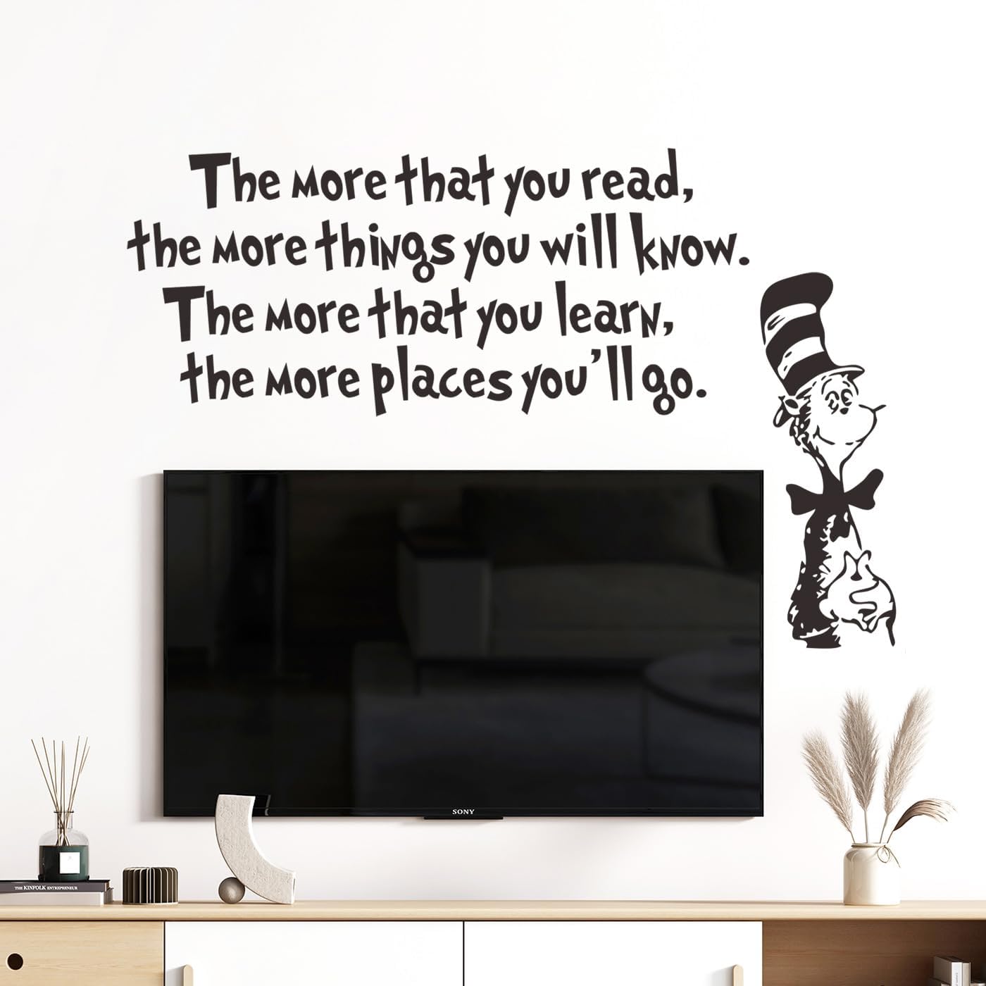 Removable Vinyl Black The More That You Read, The More Things You Will Know Inspirational Education Wall Decals Stickers Decor for Kids Bedroom Living Room Classroom Offices