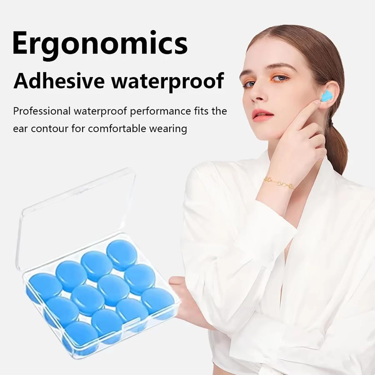 Moldable Silicone Noise Cancelling Earplugs 6 Pairs for Sleeping, Swimming, Shooting,Taking a Plane (Orange, One Size)