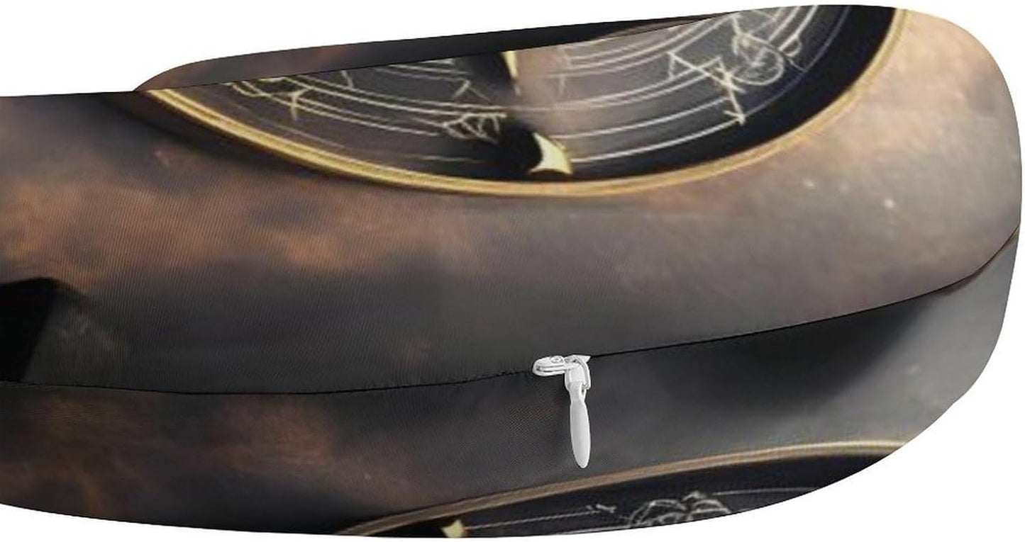 Magical Design Norse Runes Compass Neck Pillow Memory Foam U Shaped Pillows Portable Pillows for Shoulder Travel Head Support Pillow with Concealed Zipper for Airplane Car Home Office
