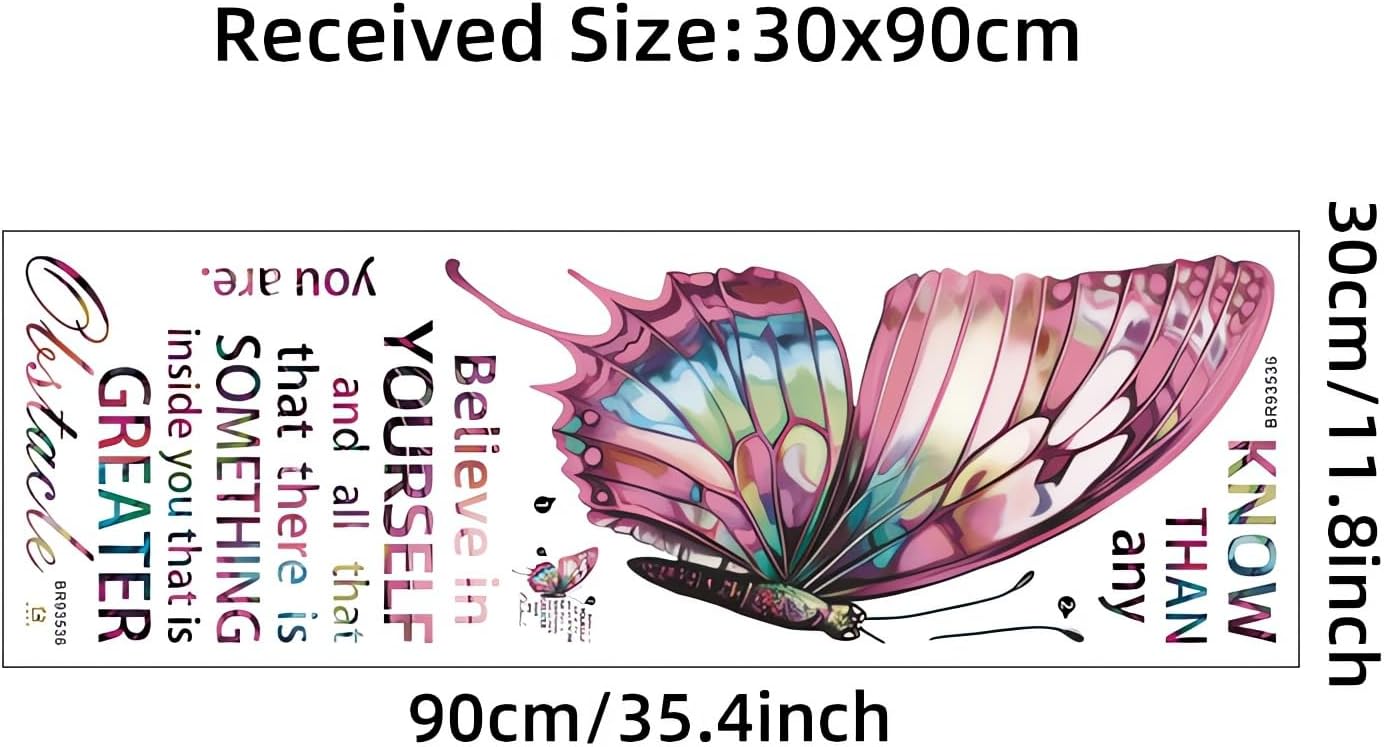 Colorful Butterfly Inspirational Quotes Wall Stickers, sacinora Motivational Wall Decals Removable Vinyl Peel and Stick for Boys Girls Living Room Bedroom Nursery Children's Room Art Decorations