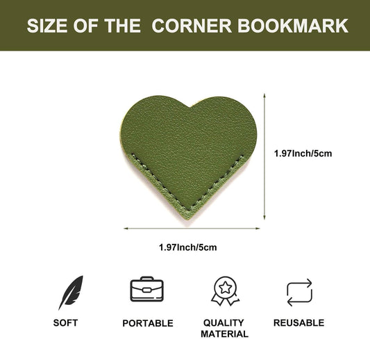 10Pcs Leather Heart Bookmarks for Women Heart Bookmark Page Corner Cute Book Marks for Reading Lovers Reading Accessories for Women Students - Back to School