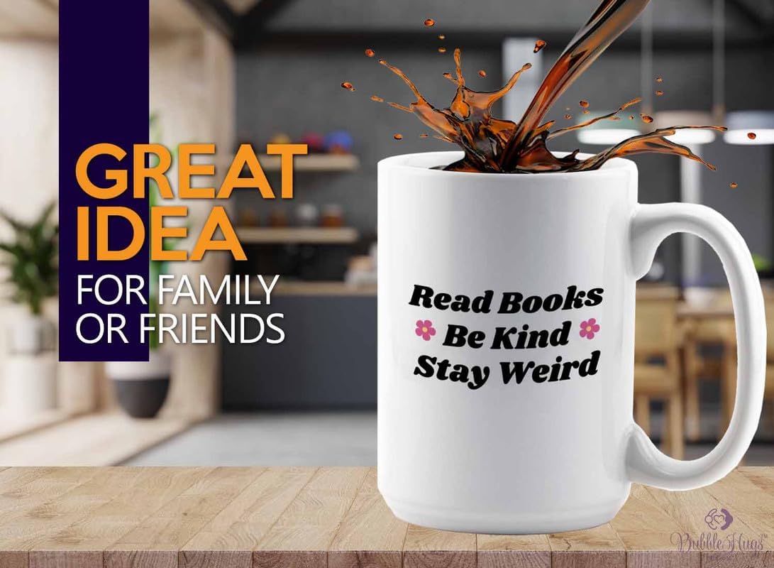 Reading Coffee Mug 15oz White - Read Books - Reader Gift Bookworm Owl Lover Cat Lover Book Lover Novelist Librarian Writer