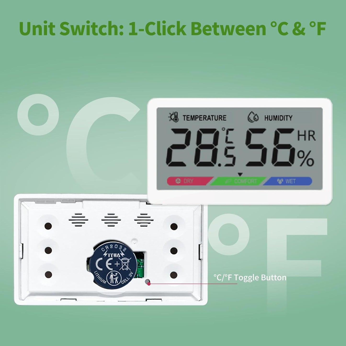 Digital Hygrometer Indoor Thermometer: High Accuracy Room Humidity Monitor with LCD Display & Comfort Indicator for Home