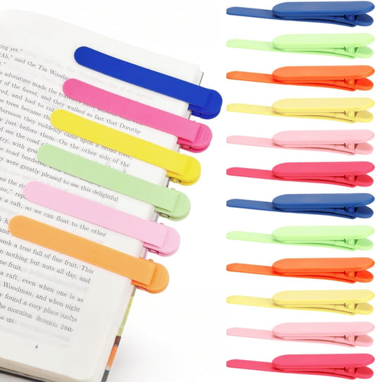 12 Pieces Automatic Bookmarks, Silicone Smart Book Marks for Reading Women Men, Cute Unique Book Clips Colorful Page Holder for Book Reading Lover Accessories, 6 Color