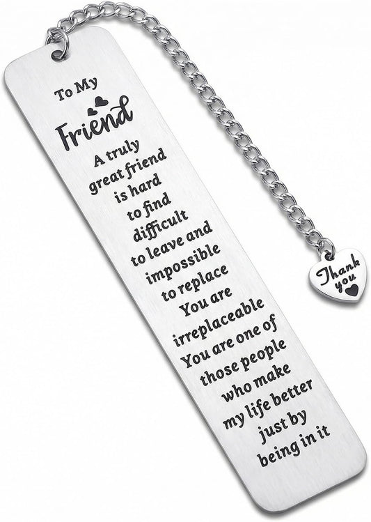 Metal Bookmark, Engraved Long Distance Friendship Gift for Book Lovers, Sentimental Birthday Present for Best Friend, Thoughtful Reading Gift for Women Men Christmas Graduation
