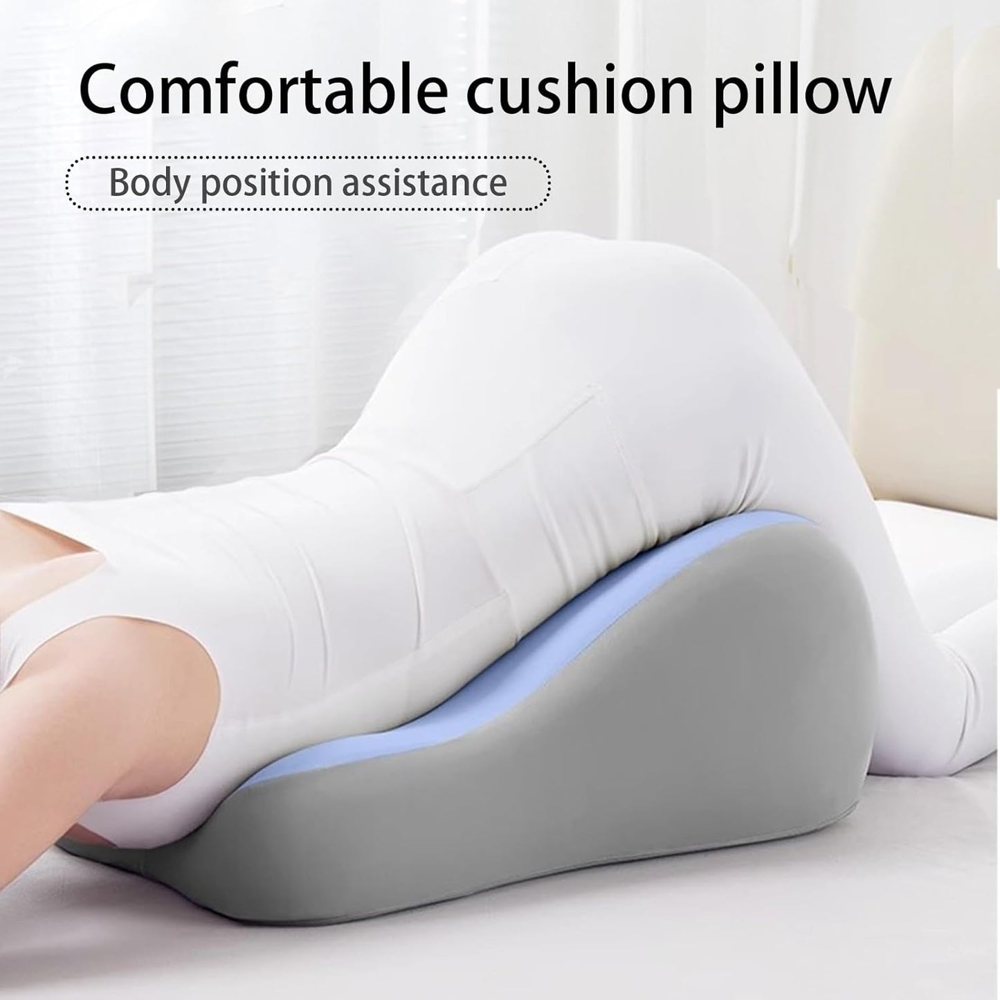 Ergonomic Natural Latex Pillow for Adults & Pregnancy | Multi-Position Support Cushion for Sleeping, Lounging, Reading & Couples | Removable Washable Cover (Dusty Blue)