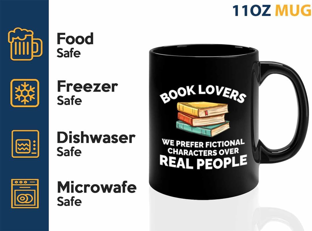 Book Lover Coffee Mug 11oz Black - We prefer fictional - Gift For Poets Bookish People Bibliophile Librarian Book Club Reader