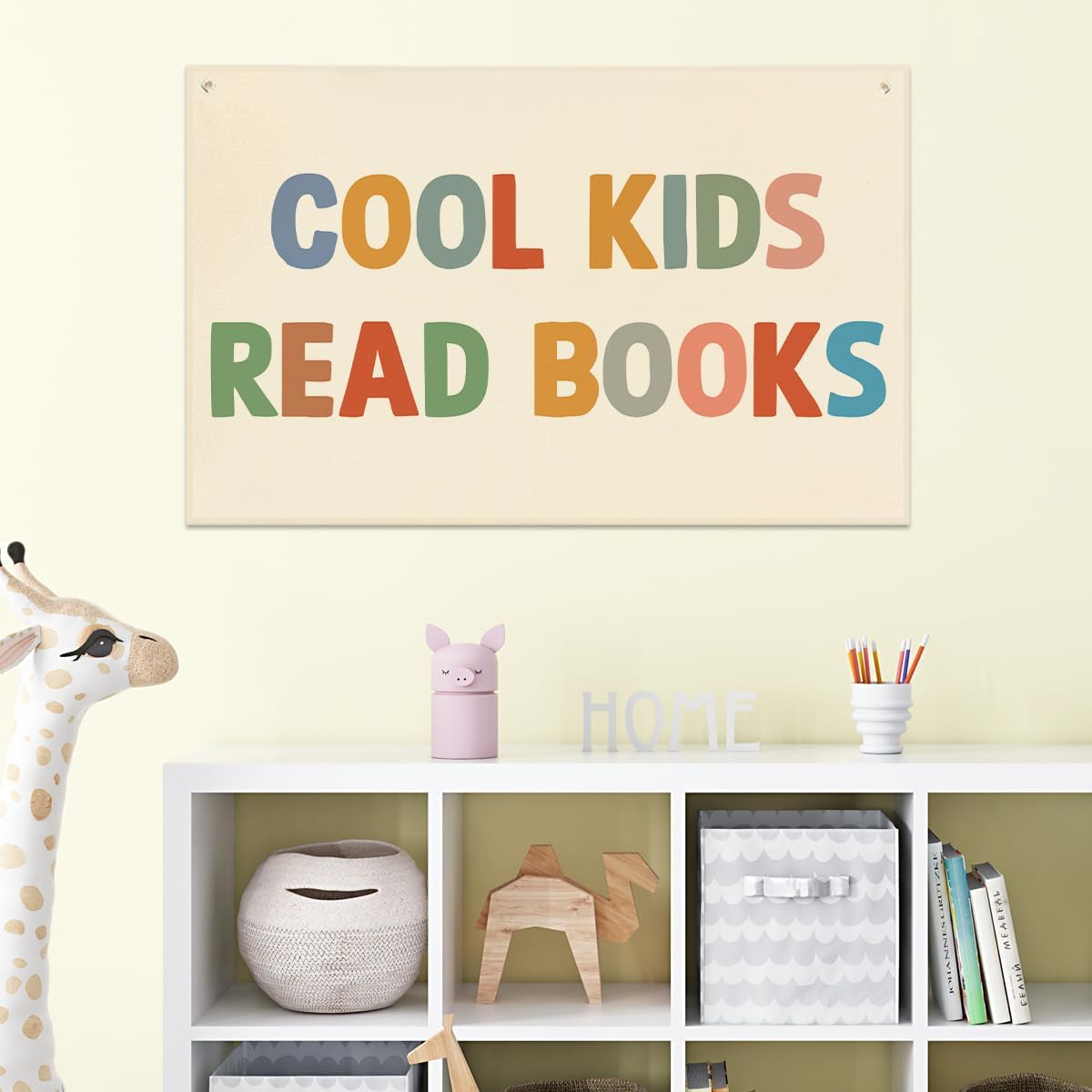 Playroom Decor Cool Kids Read Books Banner Boho Nursery Bedroom Decor 22x33In Canvas Flag Banner Wall Hanging Banners Flag Decor for Toddler Boy Kids Room Nursery Playroom