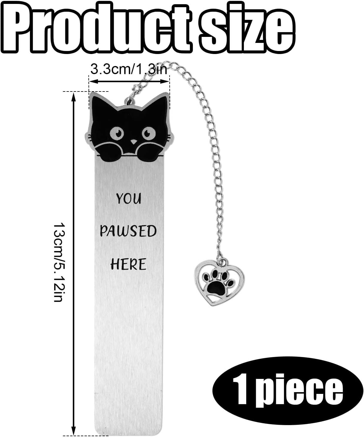 Cat Bookmark, Zinc Alloy Kitten Pet Book Marker for Women Cute Bookmark Cat Lovers Bookish Gift Funny Animals Book Mark with Heart Pendent for Reading Lovers